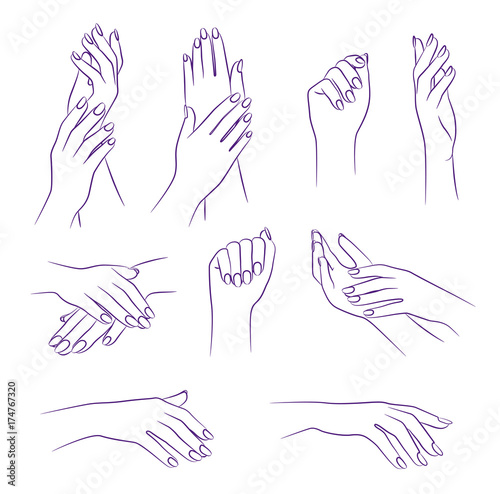 beauty hands, manicure and spa salon concept, vector