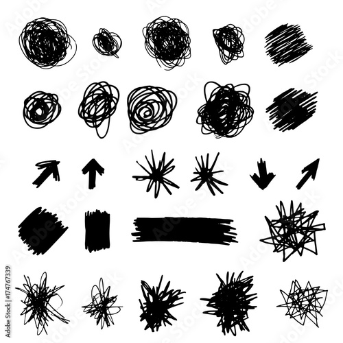scratch drawing abstract strokes vector set
