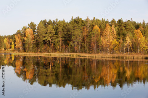 Magnifique paysage en effet miroir de la nature en automne
