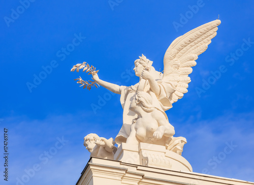 Sculpture on the top of the Zurich Opera House building in the city of Zurich, Switzerland