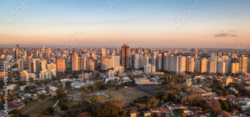 Aerial view of Curitiba City at sunset - Curitiba, Parana, Brazil