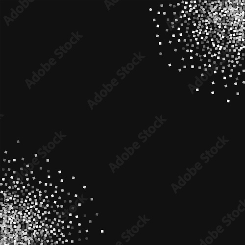 Silver glitter. Circular corners with silver glitter on black background. Glamorous Vector illustration.