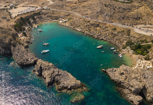 Aerial view of St Paul's Bay on Rhodes island