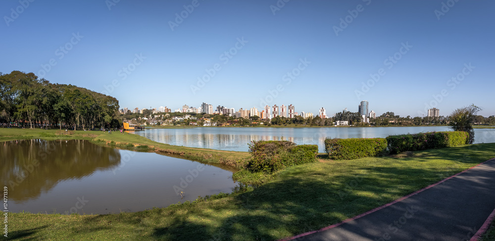 Panoramic view of Barigui Park and city skyline - Curitiba, Parana, Brazil