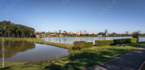 Panoramic view of Barigui Park and city skyline - Curitiba, Parana, Brazil photo
