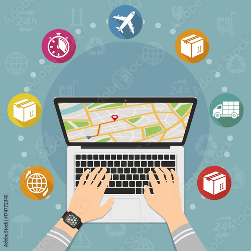 Flat design vector illustration concept for delivery service