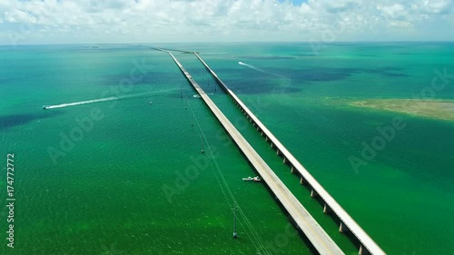 7 mile bridge. Aerial view. Florida Keys, Marathon, USA.