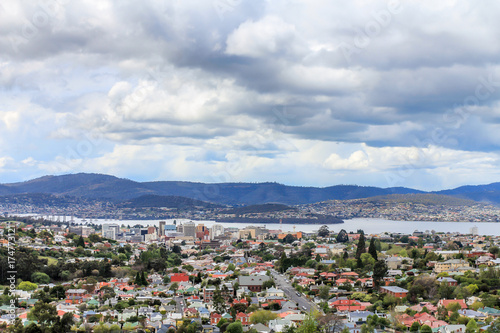 View to the Hobart city center, streets and resedential buildings, Tasmania © vadim.nefedov