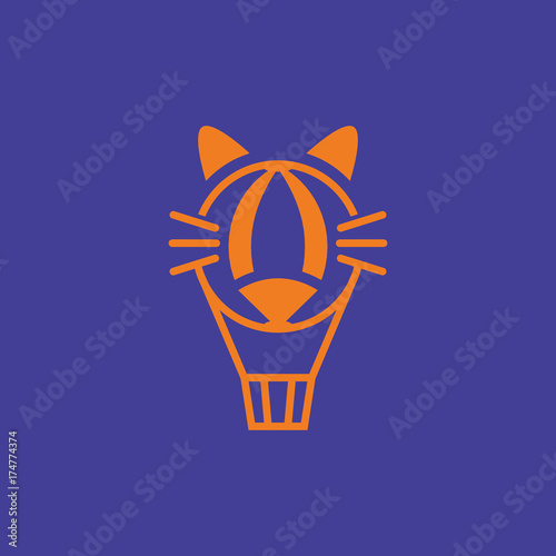 abstract cat balloon logo design