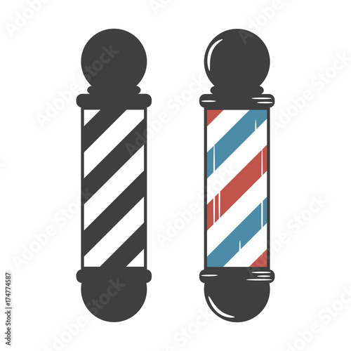 Barber Shop Pole. Vintage set. Vector illustration.