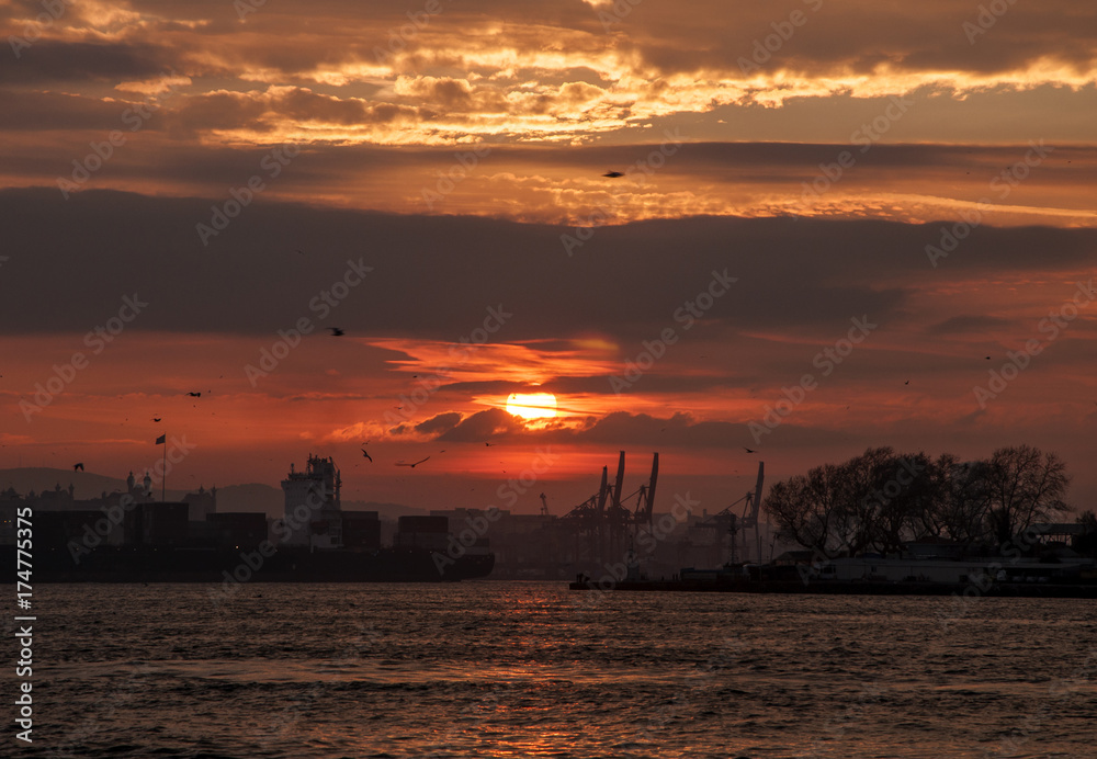 Sun rising, view from Karakoy Istanbul