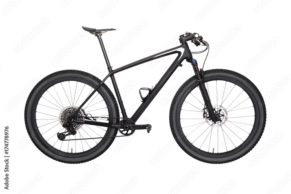 Professional carbon mountain bike, isolated on white background