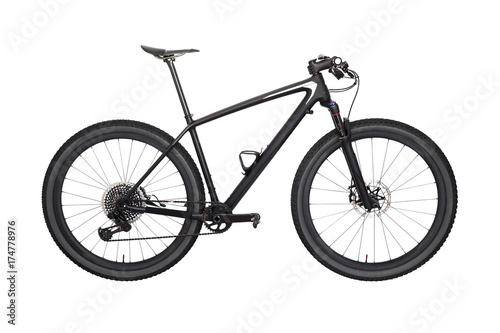 Professional carbon mountain bike, isolated on white background
