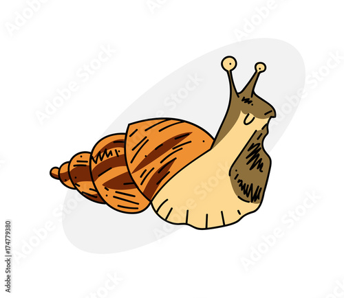 Gross slug cartoon hand drawn image. Original colorful artwork, comic childish style drawing.