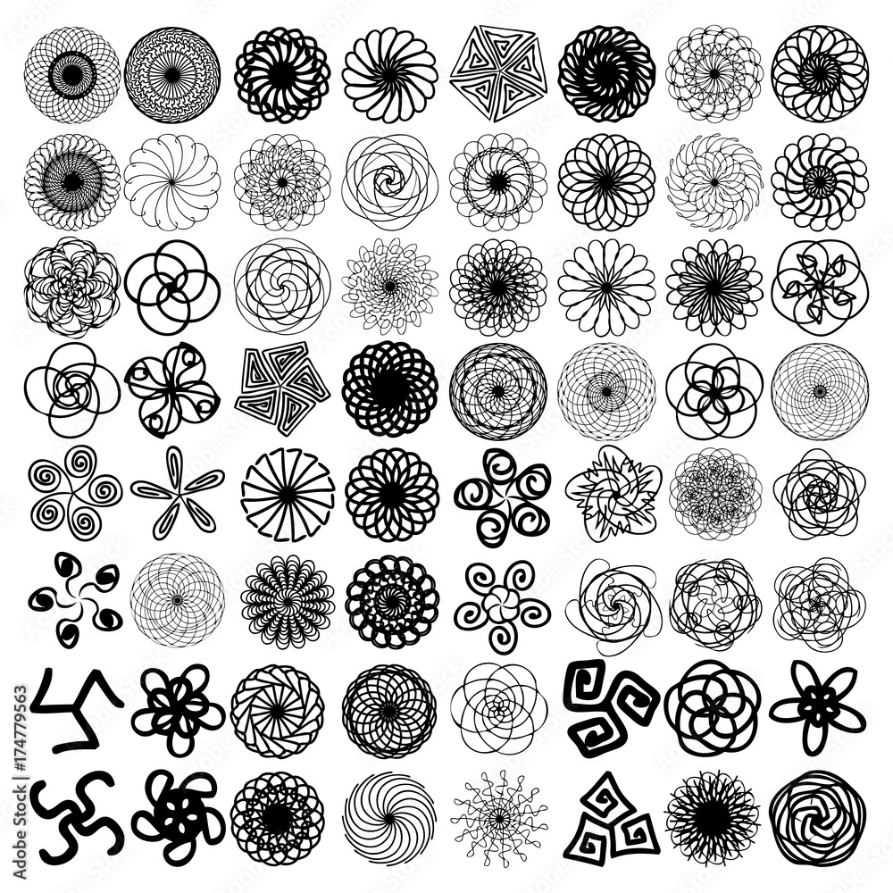 Sacred geometry set. Minimal geometric circular ornament shapes ethnic collection for business labels, trendy hipster linear mandala symbols. Sacred geometry set. Minimal geometric circular ornament shapes ethnic collection for business labels, trendy hipster linear mandala symbols.