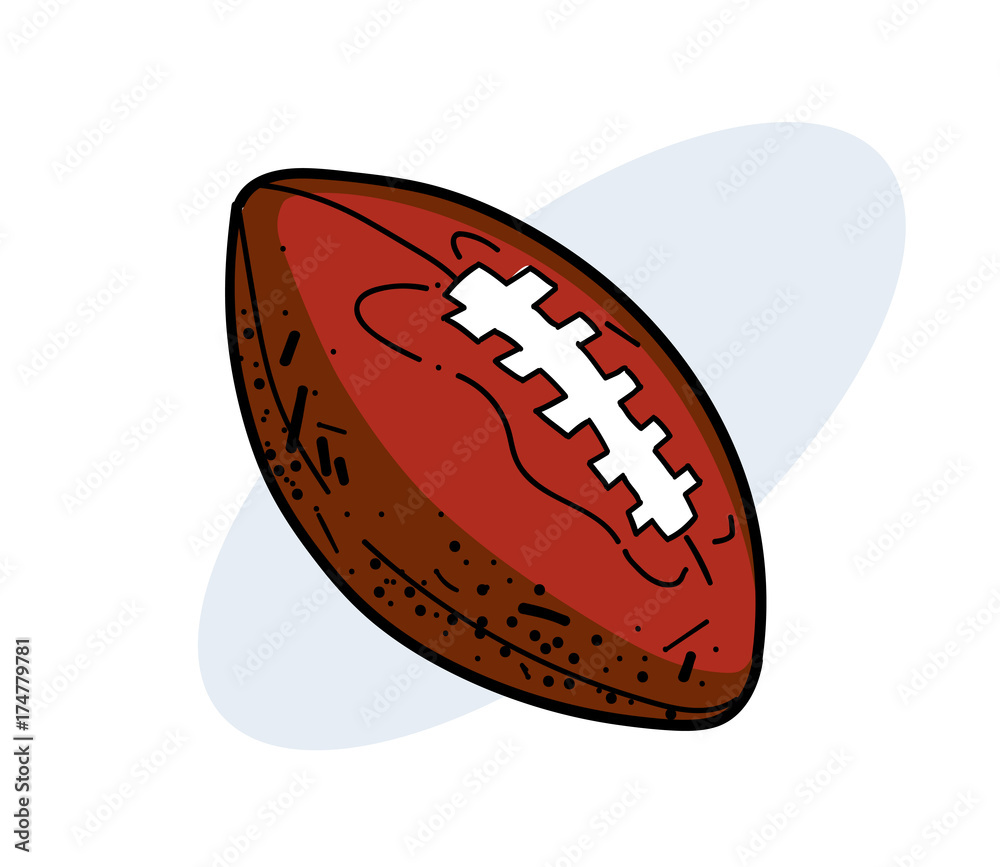Rugby ball hand drawn cartoon image. Freehand artistic illustration. Rugby ball hand drawn cartoon image. Freehand artistic illustration.