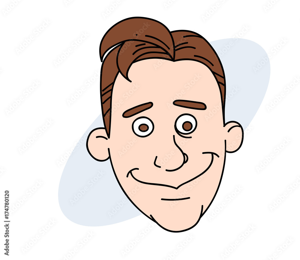 Funny european man face, hand drawn cartoon image. Freehand artistic illustration. Funny european man face, hand drawn cartoon image. Freehand artistic illustration.