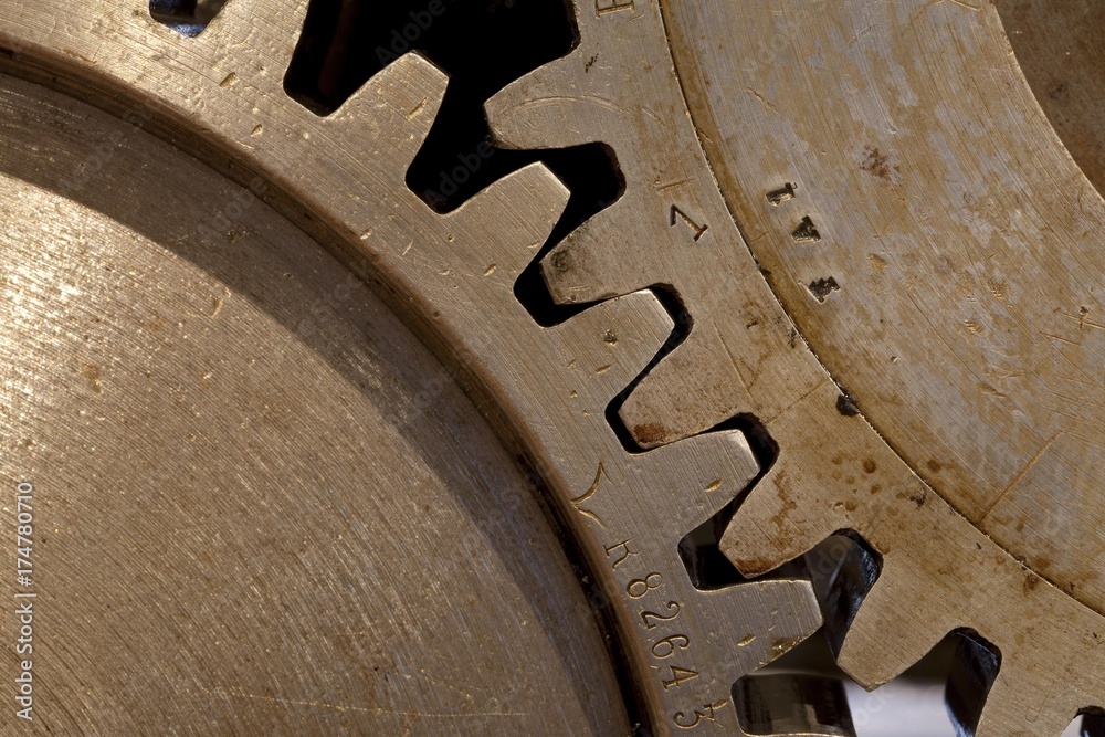 Interlocking gear wheels, detailed view Interlocking gear wheels, detailed view