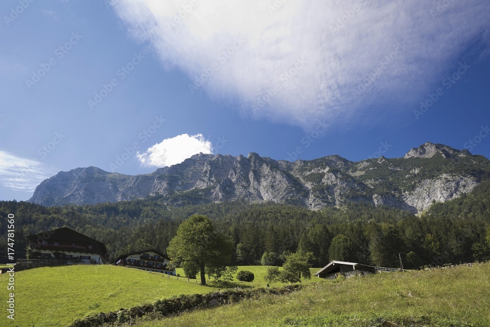 Reiteralpe Mountains at Hintersee Lake, Ramsau, Berchtesgadenener Alps, Upper Bavaria, Bavaria, Germany, Europe