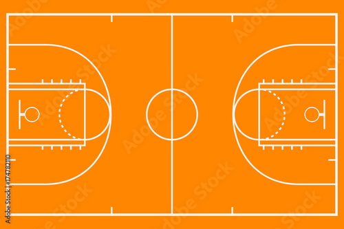 Basketball court. Mockup background field for sport strategy. Vector illustration.