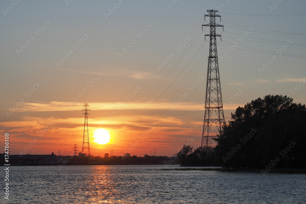 Powerlines sunset