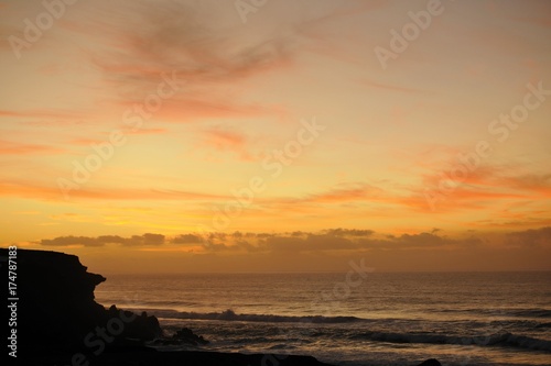 Sunset, La Pared cliffs, Fuerteventura, Canary Islands, Spain, Europe