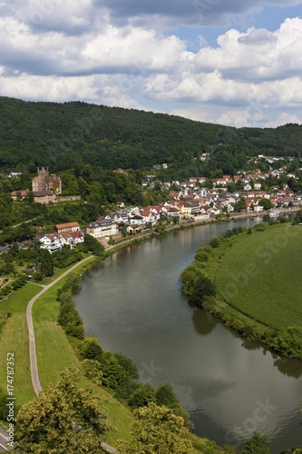 Neckarsteinach, Mittelburg Castle, Vierburgeneck, Neckartal Nature Park, Neckar River, Odenwald, Hesse, Germany, Europe, PublicGround, Europe