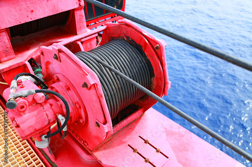 Crane under maintenance routine job by crane operator or technician, fix and service crane with preventive maintenance schedule,Technician service the hydraulic system and controller of crane station. photo