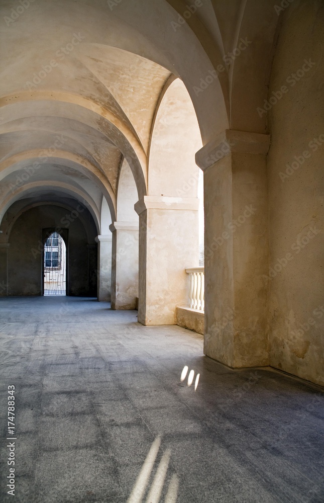 Part of a hall or passage way in a castle on the beach of Chipiona, Andalucia, Spain, Europe