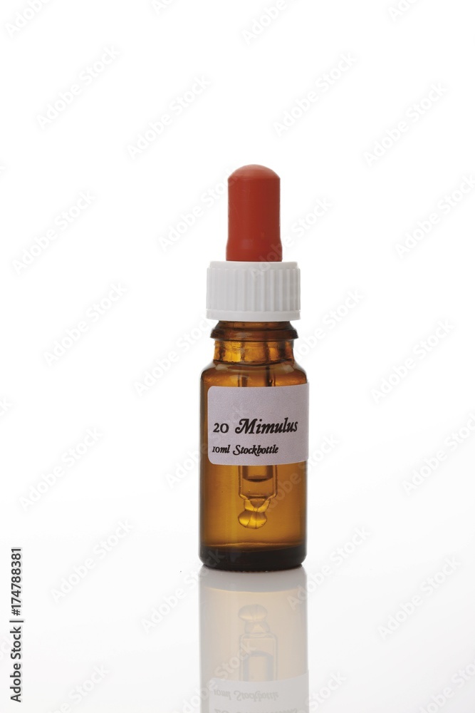 Bach flowers, drops in a stock bottle with a glass pipette, Mimulus Bach flowers, drops in a stock bottle with a glass pipette, Mimulus