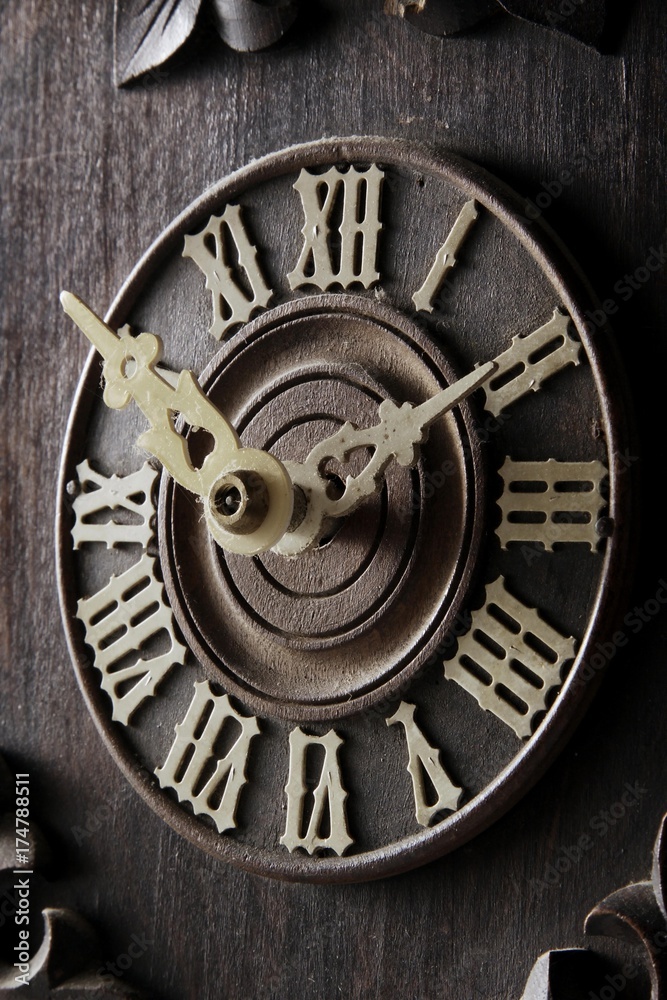 Dial of an antique Black Forest cuckoo clock