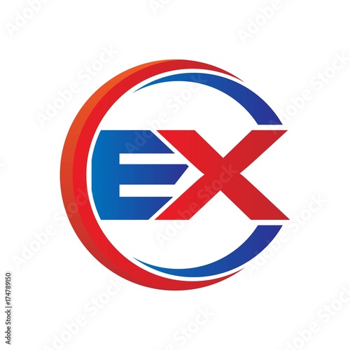 ex logo vector modern initial swoosh circle blue and red Free Download ex logo vector modern initial swoosh circle blue and red - GFXLoad