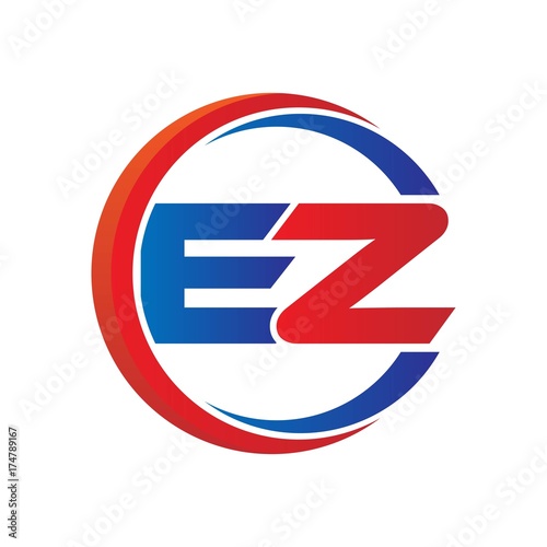Free Download ez logo vector modern initial swoosh circle blue and red - GFXLoad