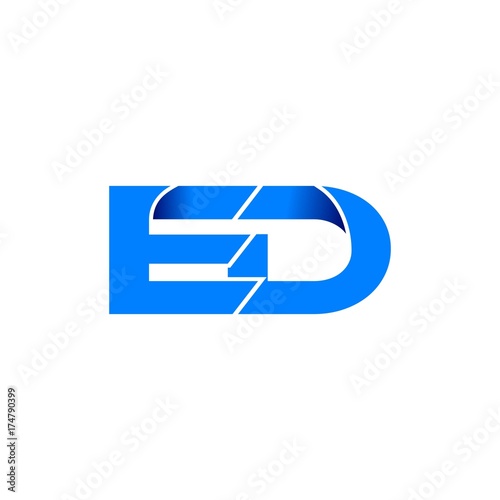 ed logo initial logo vector modern blue fold style