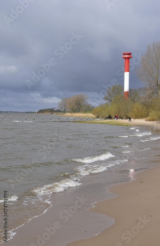 Kollmar lighthouse on the Elbe river, Schleswig-Holstein Germany, Europe