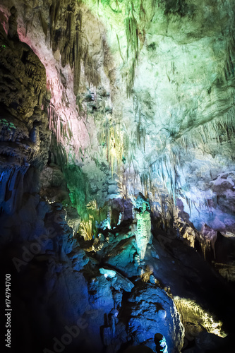 Inside the caves/Inside the large karst caves of Prometheus near Kutaisi in Georgia.