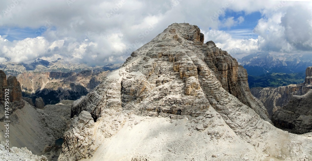 Pisciadu Spiz or Piza di Pisciadu peak, on the Sella massif, province of Bolzano-Bozen, Italy, Europe