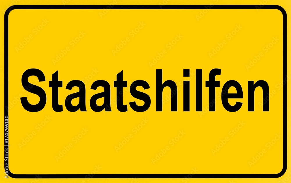 Sign city limits, symbolic image for the start of government aid Sign city limits, symbolic image for the start of government aid