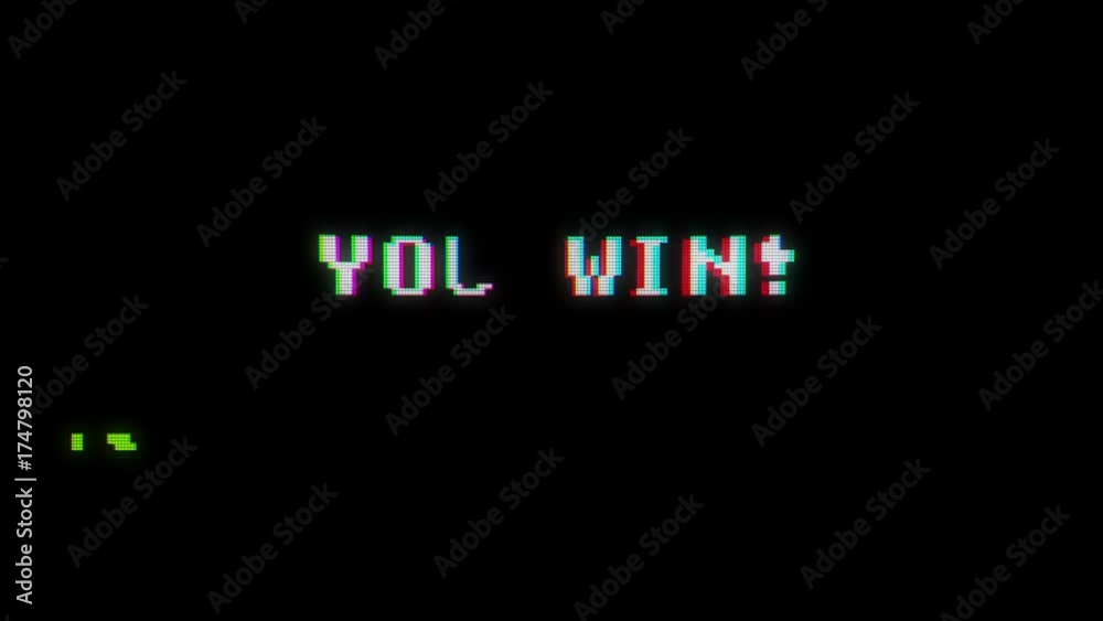 retro videogame you win text on old tv glitch interference screen ... New quality universal vintage motion dynamic animated background colorful joyful cool video footage retro videogame you win text on old tv glitch interference screen ... New quality universal vintage motion dynamic animated background colorful joyful cool video footage