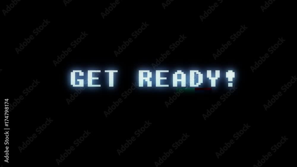retro videogame get ready text on old tv glitch interference screen ... New quality universal vintage motion dynamic animated background colorful joyful cool video footage