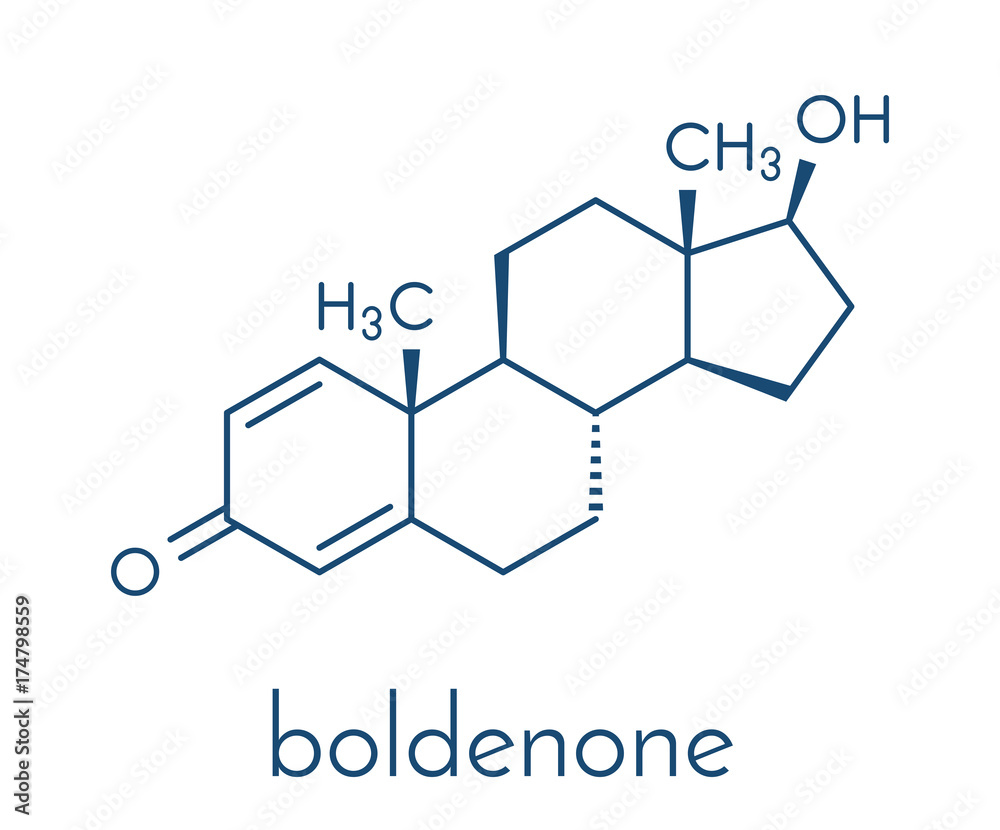 Boldenone anabolic steroid, chemical structure. Skeletal formula. Boldenone anabolic steroid, chemical structure. Skeletal formula.