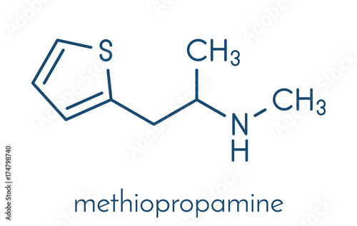 Methiopropamine (MPA) recreational drug, chemical structure Skeletal formula.