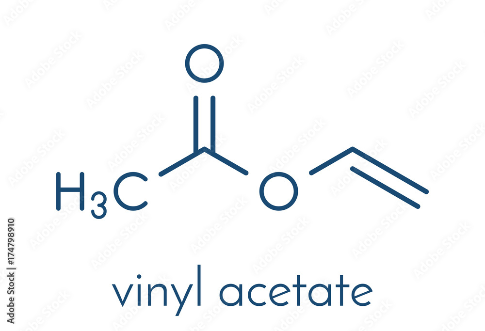 Vinyl acetate, polyvinyl acetate (PVA, PVAc) glue building block. PVA