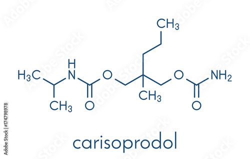 Carisoprodol drug molecule. Skeletal formula.