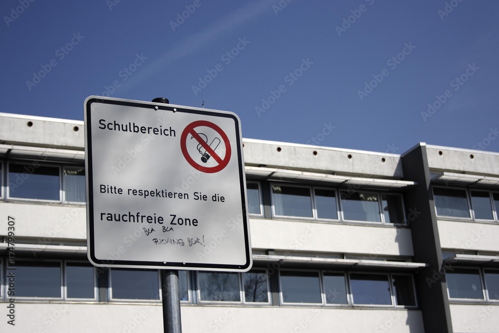 No-smoking-zone at the Wieland secondary school in Biberach an der Riss, Upper Swabia, Baden-Wurttemberg, Germany, Europe