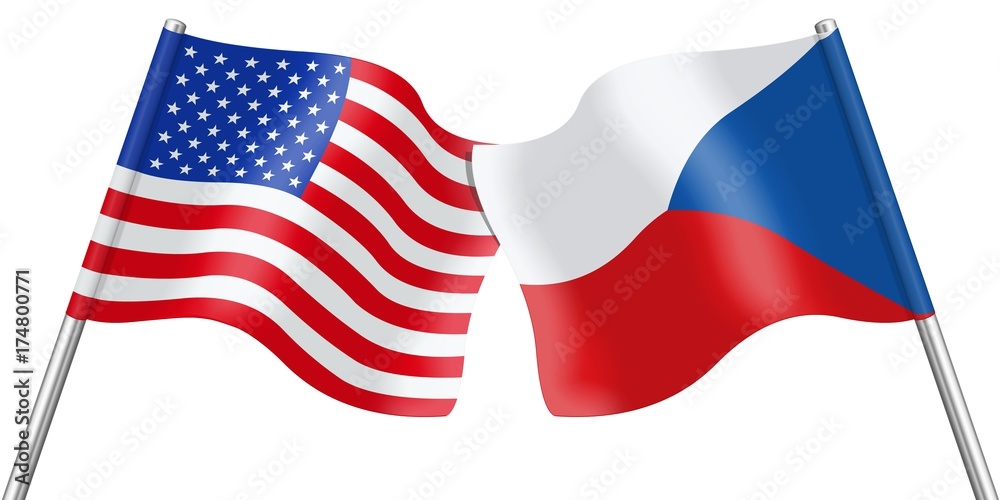 Fototapeta premium Flags. USA and Czech Republic
