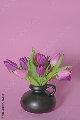 Bouquet of Tulips (Tulipa) in a vase