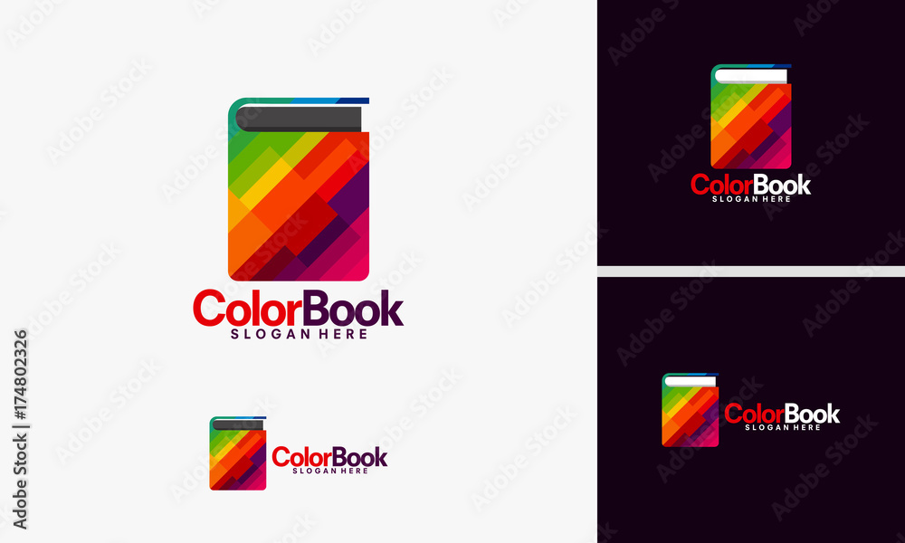 Painting guide logo template, Coloring book logo designs vector,