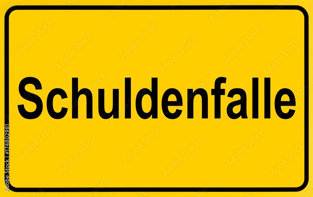 Sign city limits, symbolic image for the beginning of a debt trap Sign city limits, symbolic image for the beginning of a debt trap