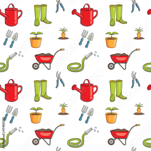 Vector seamless pattern of gardening